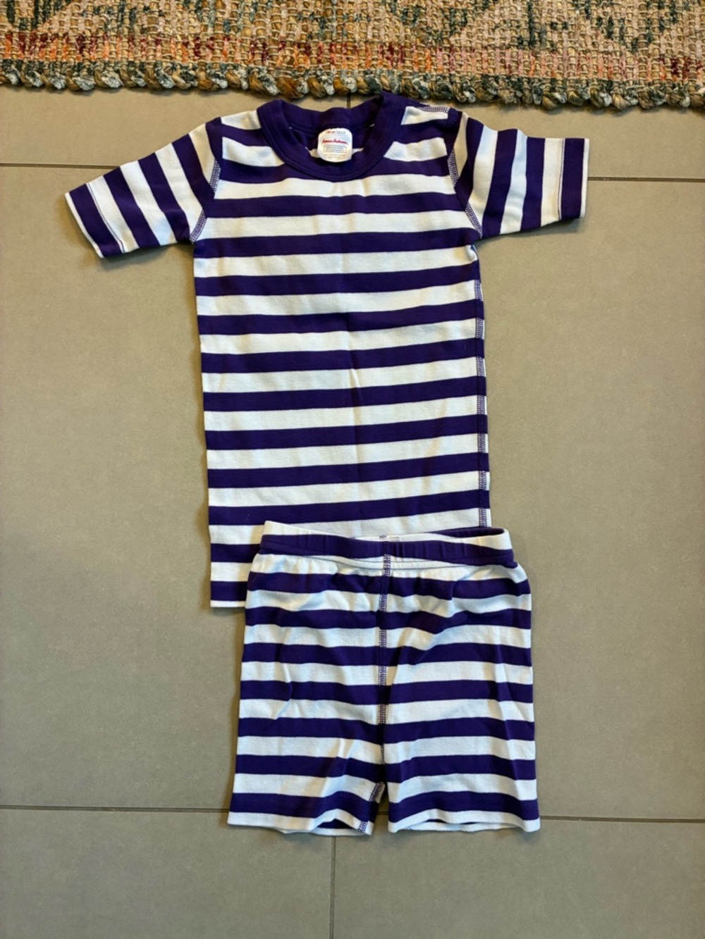 Hanna Andersson Purple and White Striped Pajama Set - Short Sleeve Top & Shorts